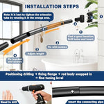 Adjustable 43-78 inch black curved shower rail details