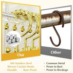 Double glide stainless steel curtain rings demonstrating how to hold a liner and curtain separately