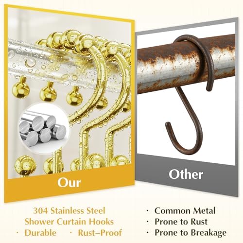 Double glide stainless steel curtain rings demonstrating how to hold a liner and curtain separately