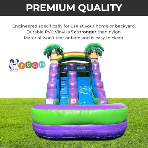 Tropical purple marble finish on Pogo Bounce House slide