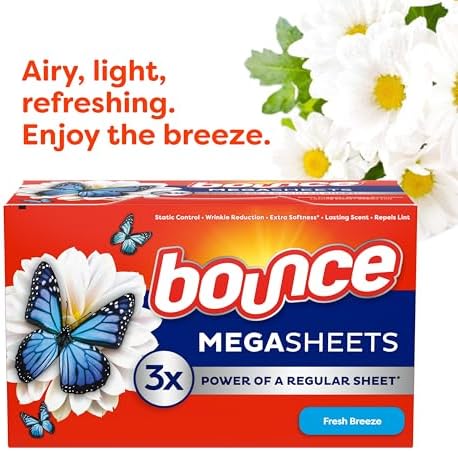 Premium USA imported fabric softening sheets for automatic dryer showing the fresh breeze variant logo