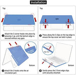 Underneath view of transparent laptop protector highlighting rubber feet and cooling vents.