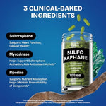Healthbiotics Sulforaphane bottle with broccoli sprouts imagery