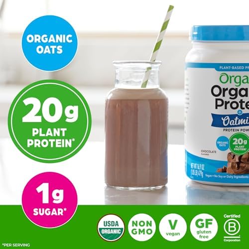 Orgain vegan protein powder ingredients list on jar