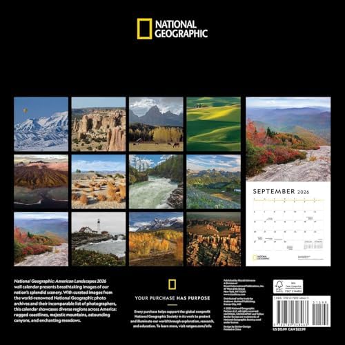 National Geographic: American Landscapes 2026 Wall Calendar - Image 3