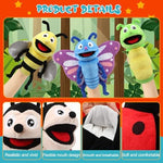 Child using Lenwen butterfly hand puppet for storytelling