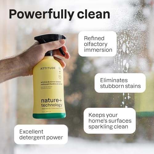 EWG Verified glass cleaner bottle with spray nozzle for streak-free cleaning