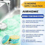 Airhome garbage disposal tablets showing tea tree and lemon scent ingredients