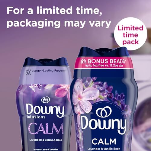 Downy lavender and vanilla bean laundry beads for soothing fabric fragrance