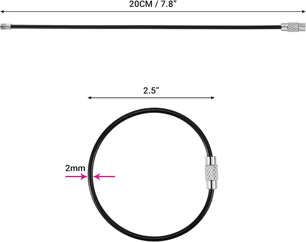 Close-up of the threaded barrel screw-lock connector on the stainless steel cable