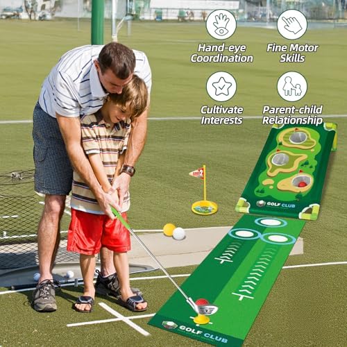 Top down view of Liberry putting mat with trajectory lines