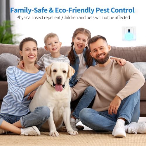 Cvtayn ultrasonic bug deterrent plugged into a home living room wall outlet