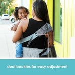Ergonomic toddler sling supporting a three year old child on the hip