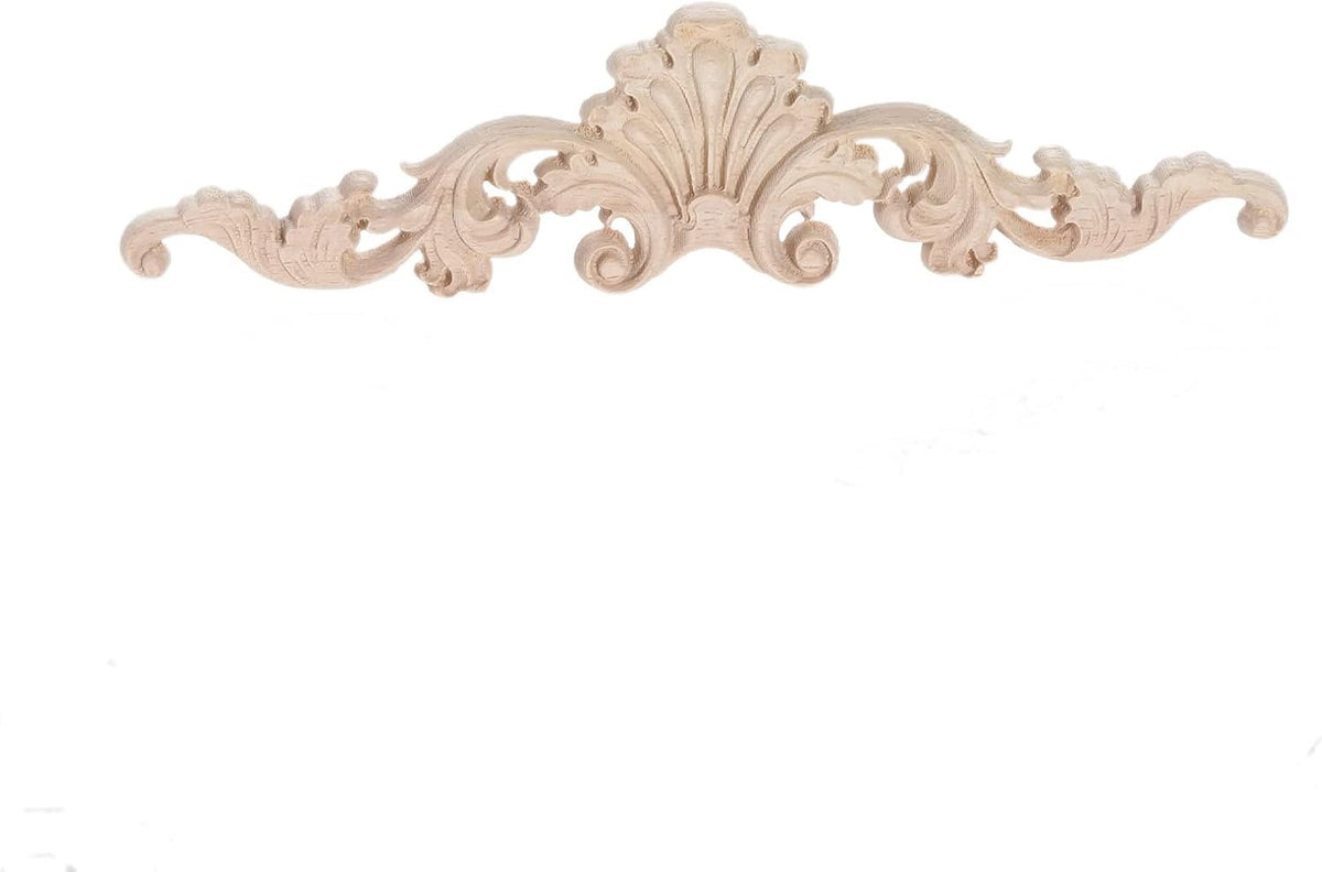 2Pcs Long Wood Appliques Onlays Flower Carvings Decals for Furniture Decor | Clear Carving Wooden Decals for Cabinet Drawer Wall Mantels Dresser Closet Doll Bed Stairs Door Mirror 20x5cm/7.87"x1.97" - Image 11