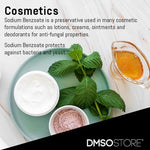 Odorless water soluble sodium benzoate powder for extending lotion shelf life