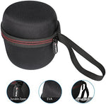 L LTGEM portable speaker pouch top angle highlighting the sturdy integrated hand strap and heavy duty zipper hardware design