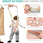Baby using BethBear handheld assistant belt for walking practice