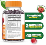 Lifeable kids vegan iron ten milligram dietary supplement label ingredients side view