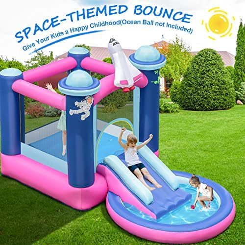 Side view of Honey Joy inflatable ball pit and slide
