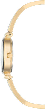 Anne Klein black dial watch with gold tone case and hands