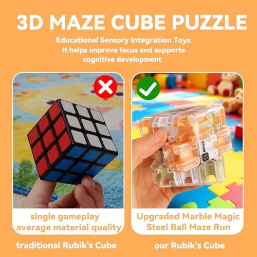Popomr 3D maze cube showing internal metal ball track