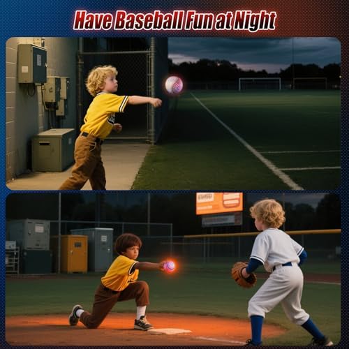 Zaceac glow-in-the-dark baseball being used in a night training session.