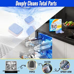 Close up of Bubclean dishwasher cleaning tablets for deep sanitation