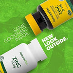 Side view of low dose zinc supplement bottle detailing chelated absorption features.