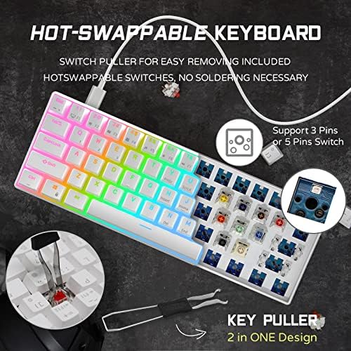 Close up of hot-swappable red switches on RK61 keyboard