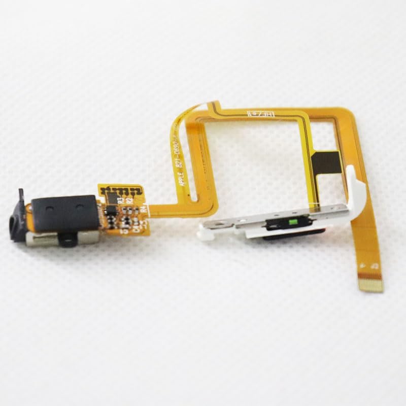 Close up view of the three point five millimeter auxiliary headphone socket on ribbon cable