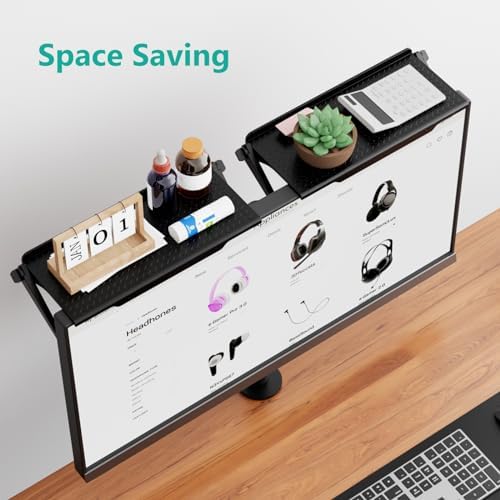 WALI black metal monitor shelf dual pack for streaming devices