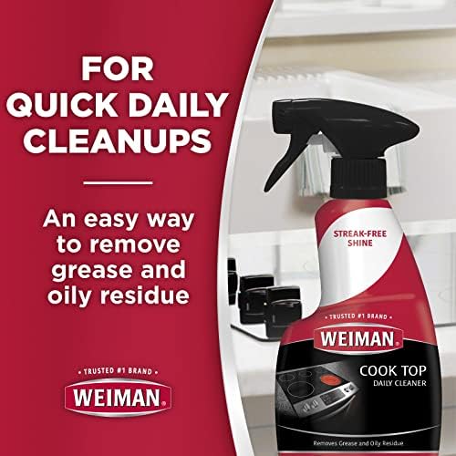 Weiman cooktop cleaning kit bundle on kitchen counter