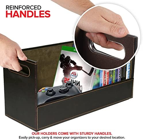 Stock Your Home faux leather media case showcasing reinforced carrying handles