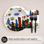 Cityscape design dinner plates from Ailimy hero party set