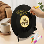 Party guest book record displayed on table stand