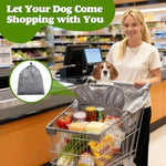 Pet grocery cart cover folded inside integrated carry bag