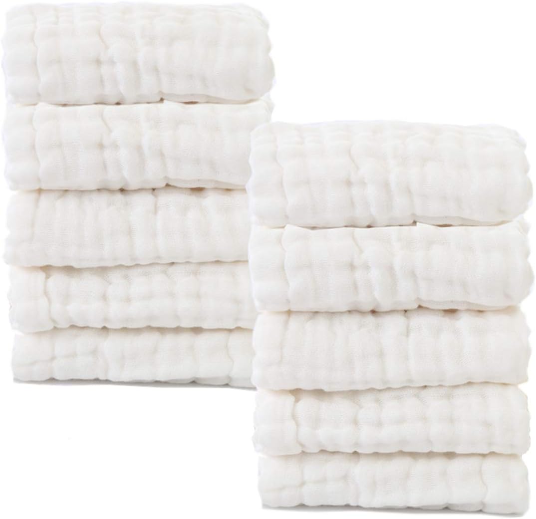 Mukin baby muslin washcloths 10 pack front view