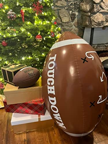Close up view of the printed strategy play calls on the GiftExpress jumbo football.