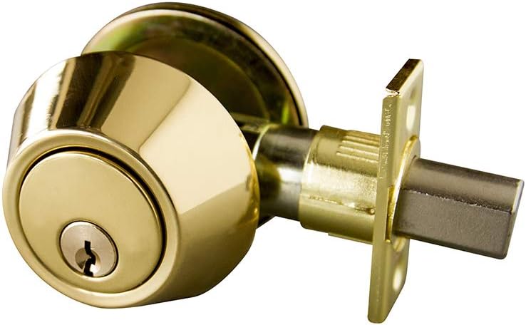Design House polished brass deadbolt side angle hardware