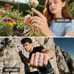 BandRain hypoallergenic smart ring covers demonstrating flexibility and sweat proof material durability.