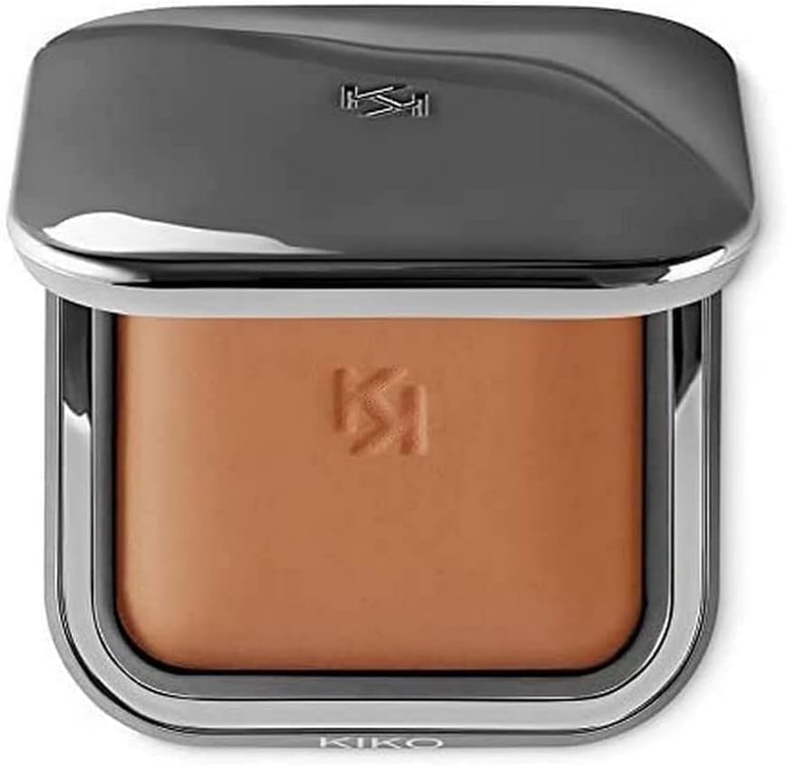Kiko Milano Radiant Fusion Baked Powder front view of open compact showing luminous mineral makeup
