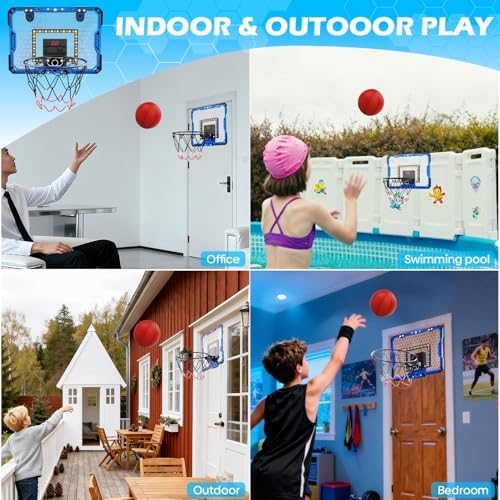 Child playing with Maysida over the door basketball set