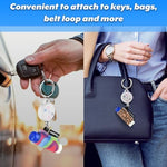 Homakover multi-use lighter sleeve holding a small cosmetic lip gloss stick next to standard house keys