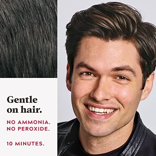 Just For Men hair dye package showing no-mix formula features.