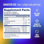 Ocean Blue wild caught sustainable fish oil capsules manufacturing quality assurance and purity seals.