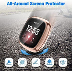 Smartwatch charging seamlessly with the protective guard shell fully attached.
