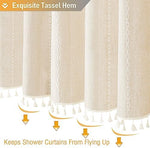 Full view of the 72x72 inch BTTN bohemian rustic fabric curtain inside a beautifully decorated home.