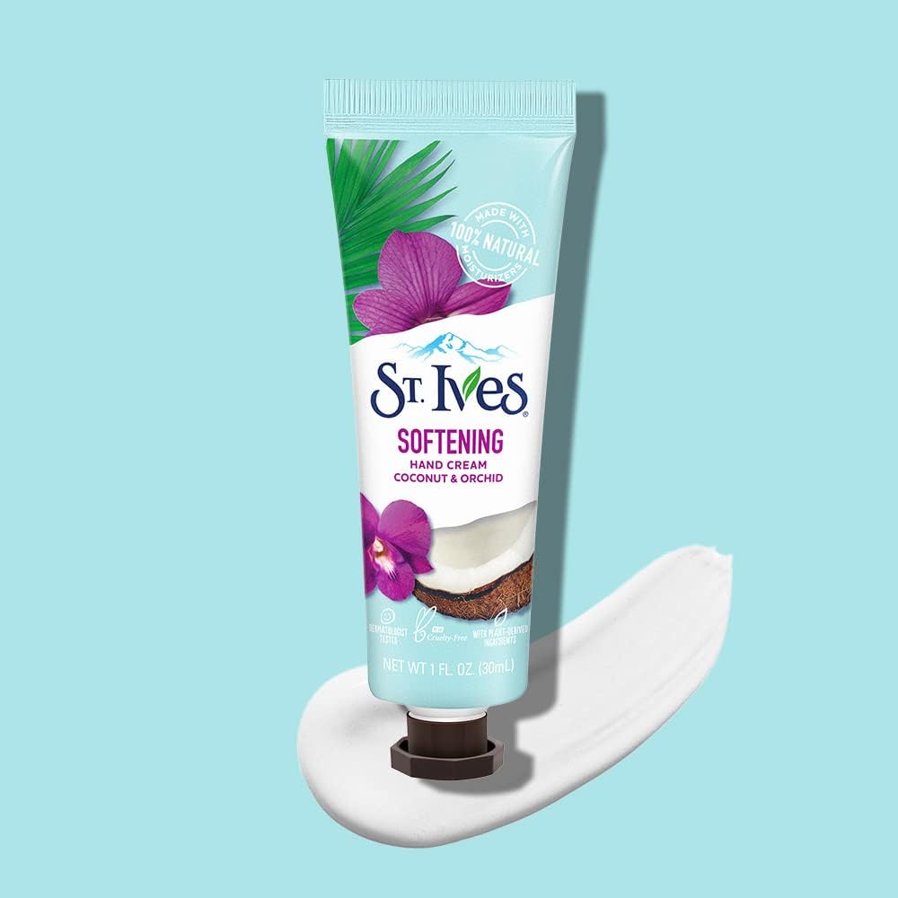 St. Ives coconut and orchid hand lotion travel size packaging