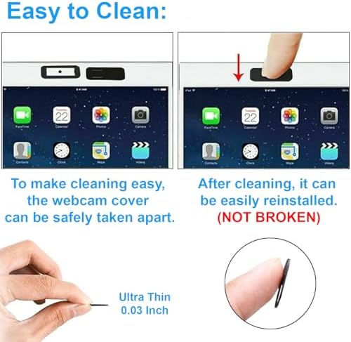 Demonstration of the smooth sliding mechanism opening and closing on a tablet webcam