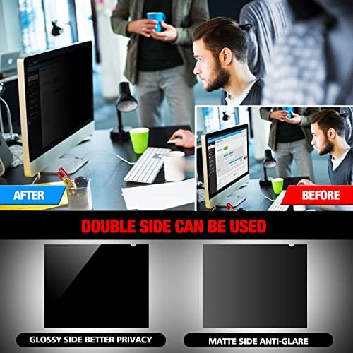 Desktop screen filter installation kit showing transparent double sided adhesive strips.